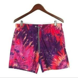PacSun Boardies Trunks Tie Dye Fireworks Purple and Pink, Large New
